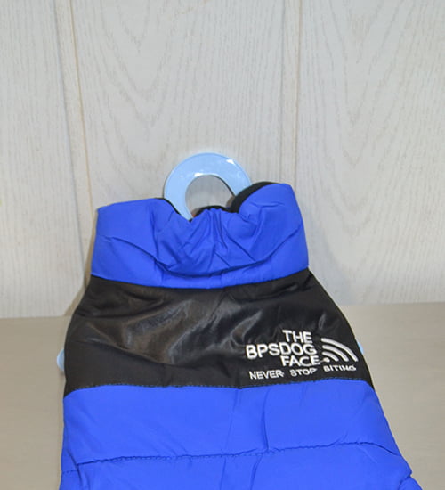 Anorak para perros azul y negro acolchado